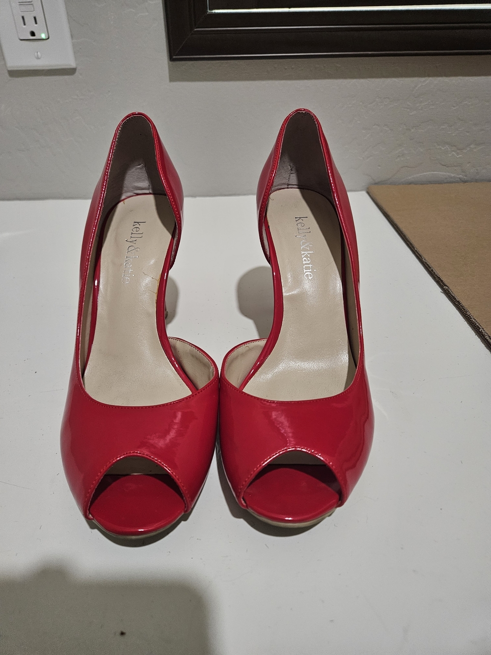 Kelly & Katie Red Patent Peep-Toe Heels
